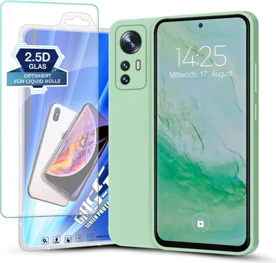 Produktbild von Hülle für Xiaomi 12 / 12X mit 9H Displayglas Displayschutz Plus Case Cover Bumper Silikon Softgrip Schutzhülle Farbe: Türkis
