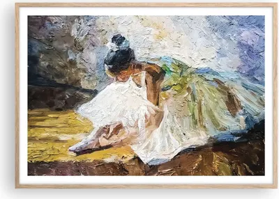 Produktbild von Gerahmtes Poster - Rahmen in heller Eiche - Ballerina Mädchen Öl - 100x70 cm - Wand Bild - Wanddeko - Wandbilder - Kunstposter - Wandposter - Bilderrahmen - Bilder - Kunstdruck - P2NAA100x70-4756