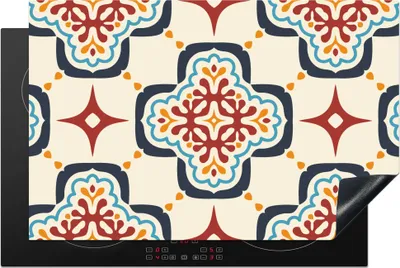 Produktbild von KitchenYeah© Herdabdeckplatte Blumen - Fliese - Muster , 81x52cm, Küche Deko, Glaskeramikkochfeld Herdabdeckung, Abdeckplatte fùr Kochfeld