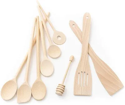 Produktbild von 9-teiliges Holz-Kochmesser-Satz, Holz-Spatel, Buchsbaumholz