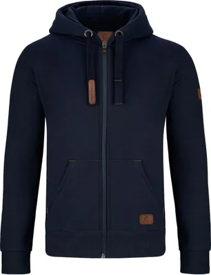 Produktbild von Warme GYMAMBA Sweatjacke Herren mit Lederpatches und Kapuze dunkelblau