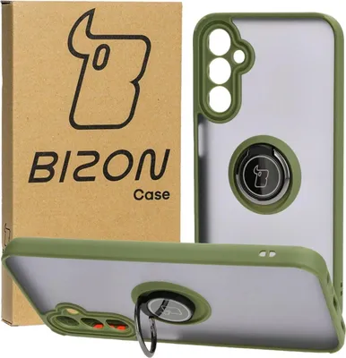 Produktbild von Bizon Case Hybrid Ring Fingerringhülle für Galaxy A24 4G, Rauch mit grünem Rahmen