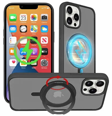 Image de Coque antichoc pour iPhone 13 Pro compatible MagSafe avec support 360°
