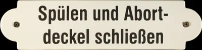 Produktbild von Eisenbahn Schild Spülen und Abortdeckel schließen - Toilettenschild