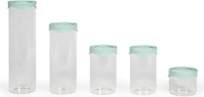 Image de Bocaux de Conservation LIVOO, Set de 5, 450 ml, Verre Borosciliate, Couvercle en Silicone et Verre