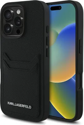 Obrázok produktu pre Karl Lagerfeld Hardcase Grained Leather Cardslots puzdro pre iPhone 16 Pro Max – Metal Elong