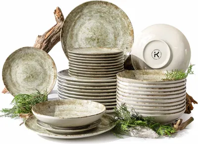 Obrázek produktu pro KONSIMO jídelní souprava ERATO, vyrobená v EU, (36-dílná), pro 12 osob, porcelán, vhodné do myčky, vhodné do mikrovlnky, kulatý tvar, tvrdý porcelán