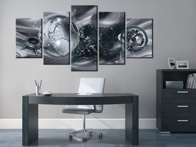 Produktbild von Akustikbild Abstrakt Planet 200x100 cm Bilder Akustikschaum Hochleistungsschallabsorber Schallschutz Leinwand 5 tlg Wandbild Raumakustik Schalldämmung a-C-0030-b-p