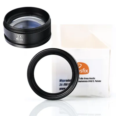 Immagine prodotto di Rosfix Obiettivo 2X – Lente Ausiliaria per Microscopi Stereo | Filettatura da 48 mm, Distanza di Lavoro da 30 mm