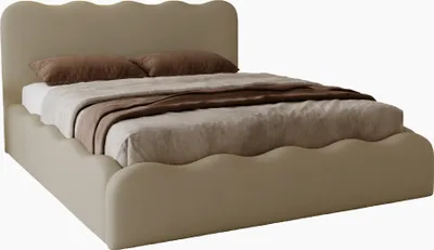 Obrázek produktu pro Manželská postel s úložným prostorem 180x200 Wave - Velvet, rošt - čalouněná postel 180 x 200 cm hnědá