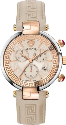 Produktbild von Versace VE2M00321 Revive Chrono roségold silber beige Leder Damen Uhr NEU
