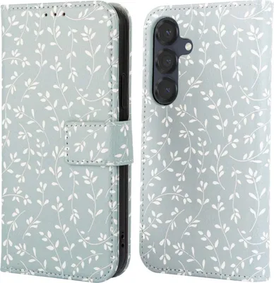 Produktbild von imoshion Design Klapphülle Samsung Galaxy S25 - Smoke Green Flowers