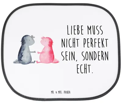 Produktbild von Mr. & Mrs. Panda blendschutz auto Axolotl Liebe - Weiß - Geschenk, Sonnenschutz, Valentinstag, Sonnenblende, saugnapf, für, Ehemann