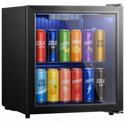 Produktbild von HOMCOM Getränkekühlschrank 48 Dosen 50L mit Doppelglas-Tür, verstellbar Regal