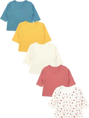 Produktbild von TupTam Baby Mädchen Langarmshirt Gestreift 5er Set, Farbe: Beige_Gelb_Braun_Pilze_Blau, Größe: 62