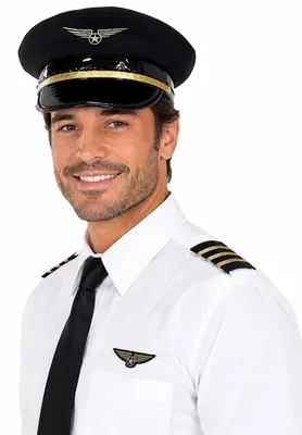 Produktbild von Pilotenmütze für Erwachsene | Kapitänsmütze mit Schirm - 414003 | Schwarz