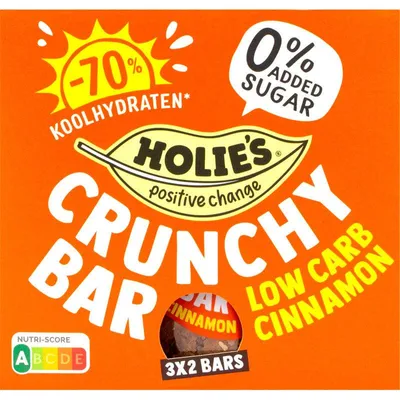 Produktbild von Holie's Crunchy Low Carb Riegel Zimt 120g – Knuspriger, zuckerarmer Snack