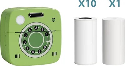 Produktbild von Mini-Thermodrucker Bluetooth Etikettendrucker mit 1 Thermopapierrolle + 10 selbstklebenden Thermopapierrollen, Android iOS, fuer Quittungsetiketten