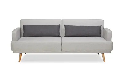 Produktbild von SalesFever 3-Sitzer Sofa mit Schlaffunktion | inkl. Zierkissen | Bezug Webstoff | Beine Pinienholz | B 214 x T 86 x H 83 cm | hellgrau