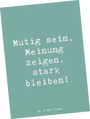 Produktbild von Mr. & Mrs. Panda Postkarte Spruch Mutig zu seinen Meinungen stehen - Meeresbrise - Geschenk, Motivation, Postkarten, Ansichtskarte, stark bleiben, Zuversicht, Grußkarte