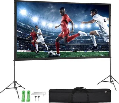 Image de Projecteur d'éclairage de 120 pouces, format 16:9, résolution 4K, pliable, sans plis, avec sac et support, idéal pour le cinéma maison, les salles de cinéma, les soirées cinéma en plein air