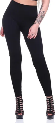 Produktbild von Damen Leggings Thermo Doppelripp Hoher Bund Sport Gym Outdoor, Schwarz/L/XL 40/42