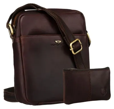 Obrázok produktu pre Peterson pánska crossbody taška z prírodnej kože hnedá 21x17 cm