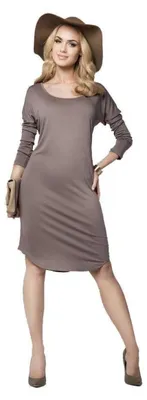 Produktbild von Damen Langarm Kleid + Umstandsmode MAMA Umstandskleid; Cappuccino/L/XL 40/42