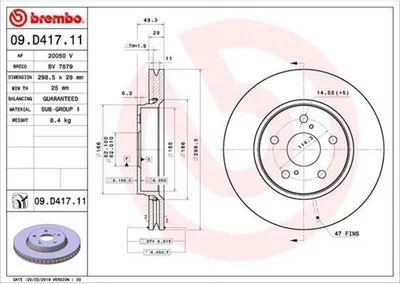 Zdjęcie produktu dla Tarcza hamulcowa BREMBO 09.D417.11