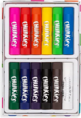 Produktbild von OOLY Chunkies Paint Sticks, Schwarz, Blau, Braun, Grün, Navy, Orange, Pink, Rot, Violett, Weiß, Gelb, Farbmarkierer, Hart, 12 Stück(e)