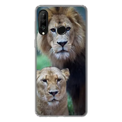 Produktbild von MuchoWow® Handyhülle Schutzhülle Hülle für Huawei P30 Lite Porträt - Löwe Silikon Softcase Handy Hülle - Handyhülle