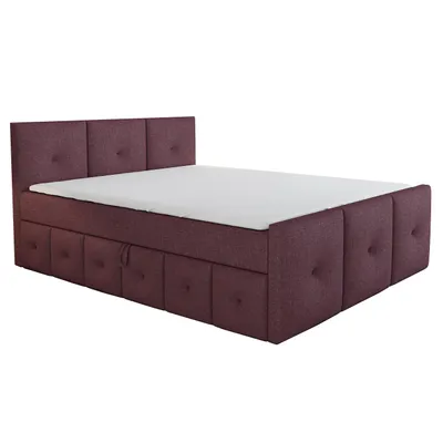 Produktbild von Boxspringbett BOE 180x200 mit Bettkasten, Topper und gepolstertem Kopfteil. Farbe: Viollet