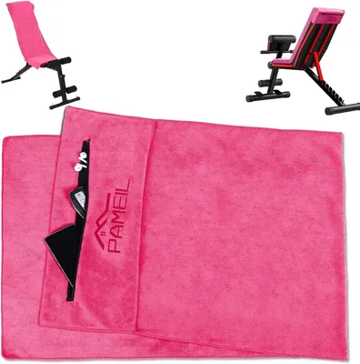 Obrázek produktu pro Fitness ručník, 120 x 50 cm, měkký a savý, s kapsou na zip, vhodný pro cvičení