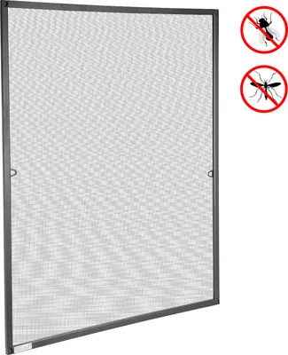 Image de Moustiquaire Clanmacy Moustiquaire fenêtre 100 x 120 cm Protection contre les moustiques avec cadre en aluminium Kit moustiquaire protection contre les mouches Anthracite