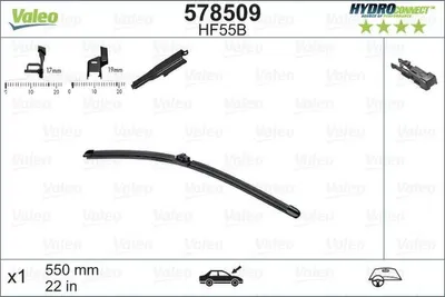 Produktbild von VALEO HYDROCONNECT Scheibenwischer Wischblatt passend für MERCEDES-BENZ A-Klasse (W169) Rahmenlos 550mm