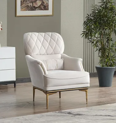 Produktbild von Sessel Sitzer Design Wohnzimmer Polster Holz Polster Moderne Luxus Weiß Möbel