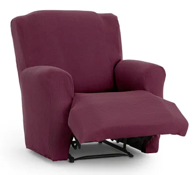 Elastischer Fußhocker-Bezug, granatrot, 60-75 cm, strukturiert