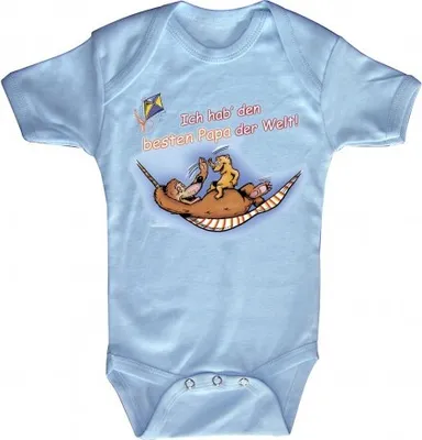 Produktbild von Babystrampler mit Print – Ich hab´den besten Papa der Welt – 08318 blau - 0-24 Monate Größe - 0-6 Monate