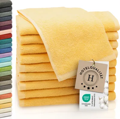 Produktbild von 10er Set Gästetücher, Baumwolle, 30x50 cm, 420g/qm, gelb