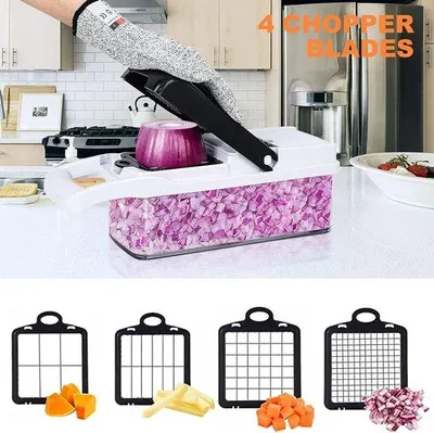 Productafbeelding van Famanu groentesnijder - Met verschillende messen en een schiller - Mandoline - Uiensnijder