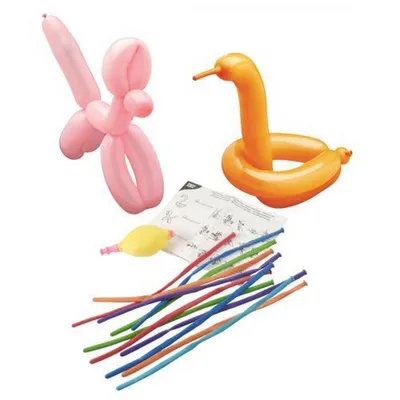 Produktbild von Papstar Modellierballons 115 cm farbig sortiert mit Pumpe und Aufbauanleitung, 180 Stück