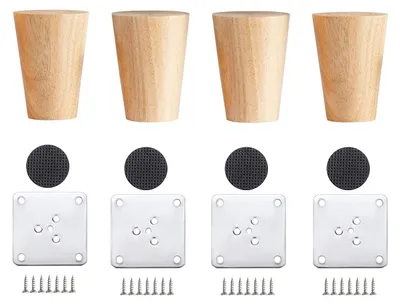 Immagine prodotto di Solidchoice - Set di 4 gambe in legno per mobili - 6 cm