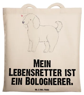 Produktbild von Mr. & Mrs. Panda Einkaufstasche Bologneser Lebensretter - Transparent - Geschenk, Jutetasche, Tote Bag, Schultasche, Tasche, Shopping, Jutebeutel