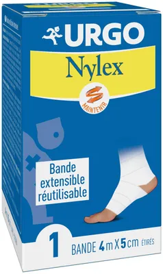 Produktbild von Urgo - Dehnbares Band – Befestigung von Pflastern/Gelenken – wiederverwendbar – 4 m x 5 cm