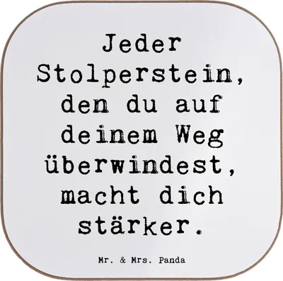 Produktbild von Mr. & Mrs. Panda Untersetzer für Gläser Spruch Stolpersteine im Alltag meistern - Weiß - Geschenk, unterleger, Coaster, Tassen, Trost, Motivation, Zuversicht, wachsen