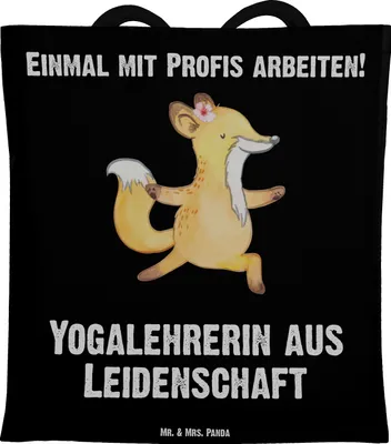 Produktbild von Mr. & Mrs. Panda Shopping Tasche Yogalehrerin Leidenschaft - Schwarz - Geschenk, Stoffbeutel, Laptoptasche, Tote Bag, canvas, Schultasche
