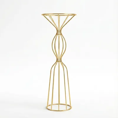 Produktbild von LAYBA Blumensäule gold aus Edelstahl (60 cm hoch) – eleganter Blumenständer / Blumengestell für Hochzeit, Events, Wohnzimmer & Weihnachten – hochwertige Deko-Säule, vielseitig einsetzbar