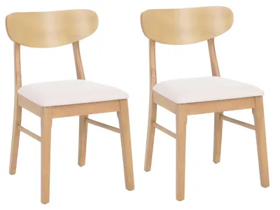 Produktbild von 2er-Set Esszimmerstuhl MCW-M59, Küchenstuhl Stuhl, Stoff/Textil Massiv-Holz helles Gestell, creme