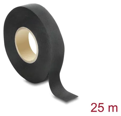Productafbeelding van Delock zelfklevende textielband, 25 meter x 19 mm, scheurbestendig, zwart