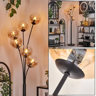 Produktbild von Fossobiubo Stehlampe aus Metall/Glas in Schwarz/Bernstein/Klar
